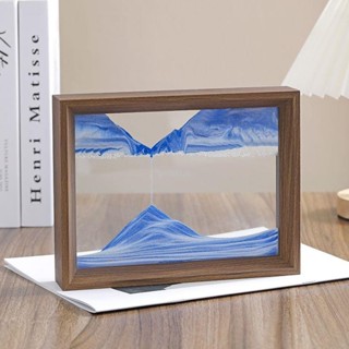 實木框沙漏擺件 山水沙畫相框 高階感實木框 3d立體流沙畫 山水輕奢客廳擺件 電視櫃酒櫃辦公桌解壓擺件 桌面沙畫擺件