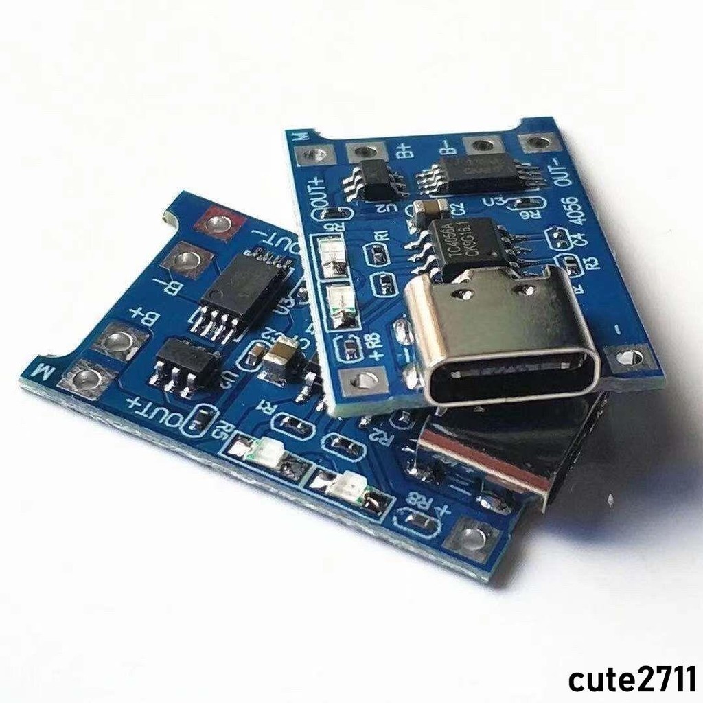 新品TYPE-C18650鋰電池保護板3.7v V 4.2V鋰電池充電板1A過沖過放保護可開發票
