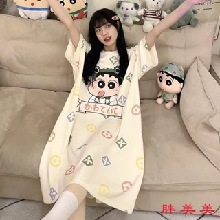 【M-5XL大尺碼】大尺碼睡衣 睡裙 寬鬆睡衣 大碼睡裙 睡裙中長款睡衣女夏季大碼胖mm200斤孕𡠹寬鬆ins超僊學生傢