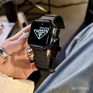 「臺灣出貨🔥」竹節蝴蝶扣錶帶適用蘋果4567代SES8iwatch手錶帶不銹鋼全包保護套 TH4G