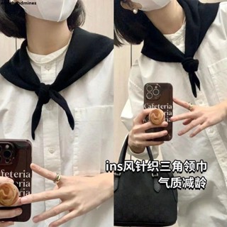 🚚圍巾 披肩👍 時尚氣質減齡三角針織毛線小披肩女柔軟保暖護頸打結坎肩韓系搭肩