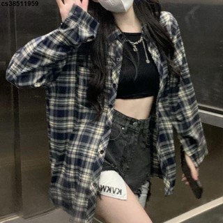 襯衫👍法式格子襯衫女設計感小眾開衫長袖襯衣外套早秋季新款上衣韓系