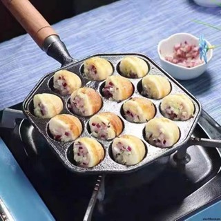 不粘鍋＆鑄鐵章魚小丸子機烤丸子家用無塗層不粘煎蛋鍋鵪鶉蛋模具章魚燒鍋