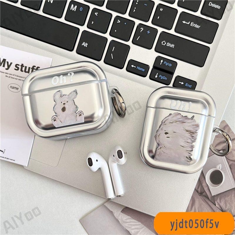 電鍍情侶卡通保護套oh狗狗適用蘋果耳機airpodspro2二代耳機套airpods無線藍牙耳機殼airpods3保護殼