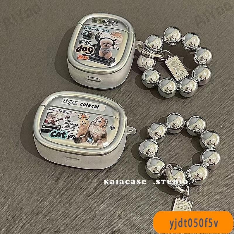小狗貓咪插畫少女心保護殼銀色電鍍軟殼+掛件 Airpods Pro保護套 Airpods3保護套 蘋果1/2代藍芽耳機殼