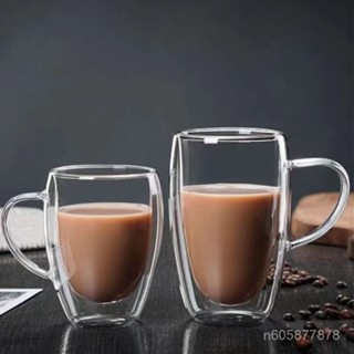 🔥限時下殺🔥雙層玻璃咖啡杯250ML 馬克杯 耐熱玻璃 高硼矽帶把玻璃杯 咖啡杯 隔熱防燙杯