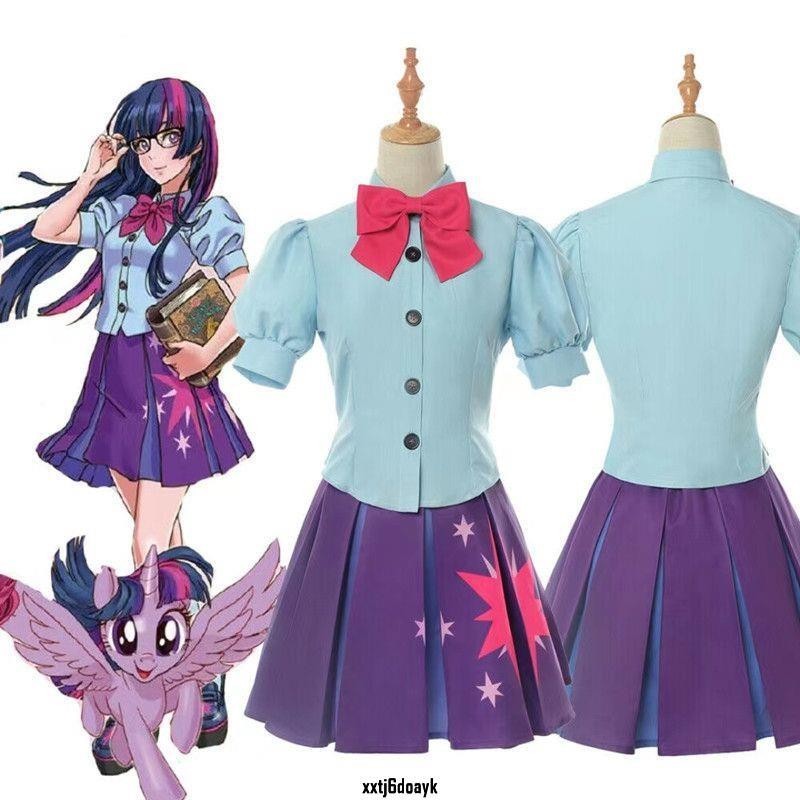 cos服飾 小瑪寶莉呀cos服 彩虹紫悅擬人暮光閃閃cospaly水手服女裝 角色扮演服 真實還原