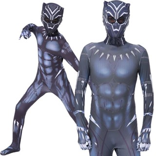 黑豹緊身衣服套裝動漫威英雄成人cosplay萬聖節連體服裝兒童面具DGTH
