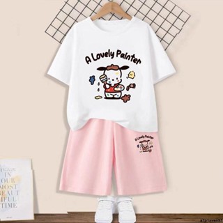 【桃園出貨】帕恰狗衣服女童夏季套裝新款中大兒童洋氣時髦短袖短褲兩件套 兒童套裝 兒童短袖 兒童上衣