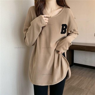 秋季新品🍂韓版 長袖上衣女 長袖T恤 打底上衣 百搭長袖 長袖T恤女春秋冬季新款寬鬆顯瘦洋氣百搭刺繡大碼打底上衣上衣