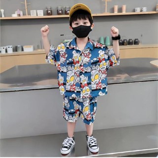 臺灣-出貨💖奧特曼衣服男童夏裝襯衫套裝2025新款短袖兒童夏季薄款網紅童裝潮