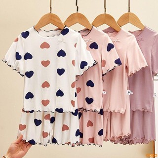 女童莫代爾睡衣夏季薄款短中長袖兒童女孩寶寶網紅家居空調服套裝【COCO】
