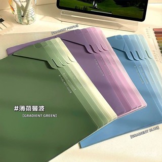 🥇限時下殺🥇 A4紙 單頁檔案夾 漸變 L型側入式文件袋 考試夾 防水 透明 插頁 收納夾 ins風