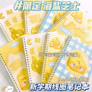 🥇限時下殺🥇 A5 線圈本 ins 高顏值 可愛 海鹽芝士小眾筆記本 芝士 學生 加厚 B5作業本