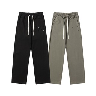 【賢賢百貨店2】馬吉拉MM6新款字母四角標刺繡logo寬松休閑男女長褲毛圈束腳衛褲