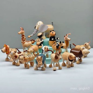 『臺現』100%正品 新款 現代簡約木質動物擺件模擬關節動物模型環保實木玩偶兒童木製玩具 小紅書推薦