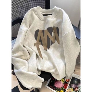 ⭐秋冬衛衣 美式複古圓領無帽衛衣女春秋款寬鬆oversize學生校園風外套ins潮連帽衛衣 加厚衛衣 韓版衛衣 帽t