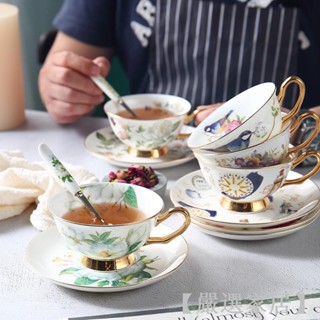 【嚴選家居】高階拉花骨瓷咖啡杯套裝 陶瓷杯 陶瓷茶杯 茶具套裝 拉花骨瓷咖啡杯 歐式杯子禮盒