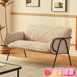 【新品】免運北歐複古花佈藝沙發椅現代小戶型臥室客廳公寓出租房組閤雙人沙發DR01