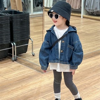 💕洋洋兒童店💕 兒童外套 女童外套 女寶寶秋裝 新款女童套裝牛仔外套時髦洋氣條紋打底褲休閒褲潮 女童牛仔外套 女童牛仔衣