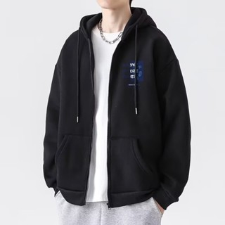連帽開衫衛衣 男 美式 潮牌 秋冬季 新款 加絨 寬鬆 百搭 外套 青少年學生 休閒 夾克上衣（JYK30）【壹號站】