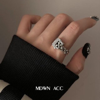 🎇福利款 戒指 戒指女 滿鉆皮帶扣 s925純銀戒指女 時尚個性簡約鏈條日韓潮人可調節指環