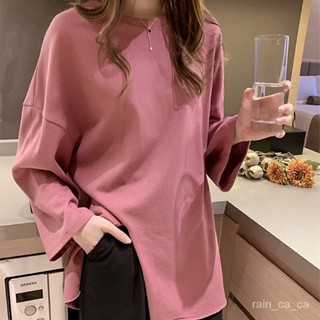 【臺灣出貨】長袖T恤女上衣 氣質秋季韓版寬鬆百搭慵懶小眾設計感不規則打底衫