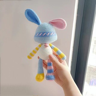 🌞🎇特價 福利款 DIY手工 編織 毛線鉤針糖果兔玩偶編織diy材料包毛線編織可愛兔兔掛件鑰匙扣