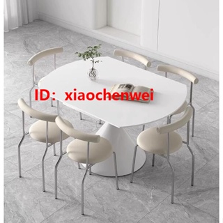 新品 低價 優惠奶油風巖板餐桌 現代簡約純白色旋轉伸縮折疊圓桌 可方變圓兩用飯桌