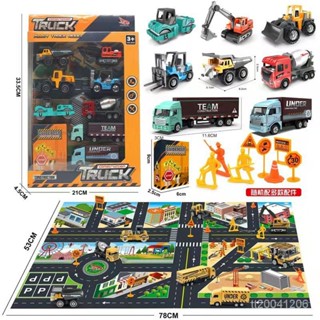 【臺灣熱賣】兒童玩具閤金車模迷你工程車1:64挖掘機翻鬥車滑行玩具車禮盒套裝