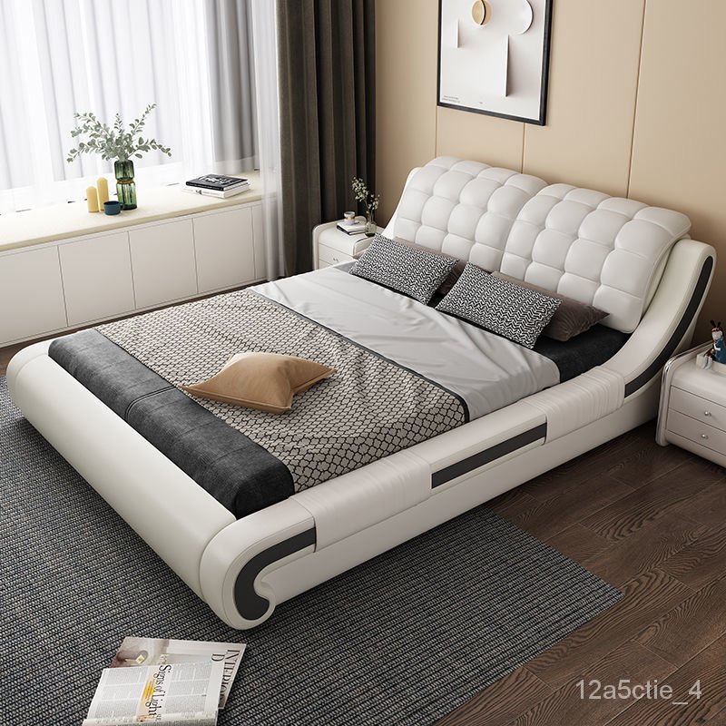 北歐式現代輕奢床意式簡約皮床主臥1.8米雙人1.5米氣壓儲物婚房床 床架 輕奢床 床 雙人床 大床 6尺床 儲物床 CA