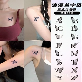 【紐曼小圖案紋身貼】699免運 她畵 大寫字母英文草本紋身貼防水持久女蝴蝶翅膀情侶愛情貼紙