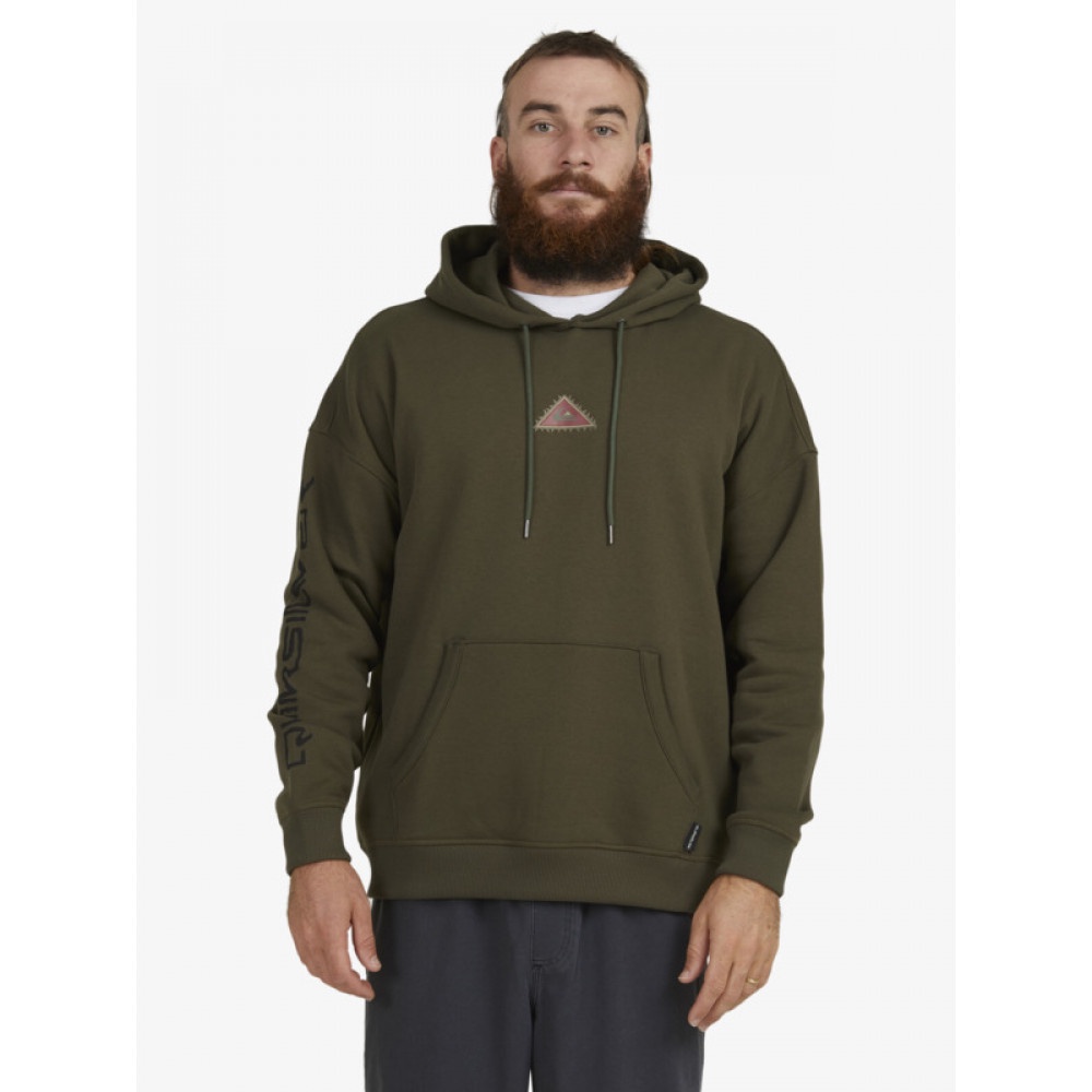 QUIKSILVER - MONGREL HOOD 帽T 連帽上衣 軍綠-S 男裝