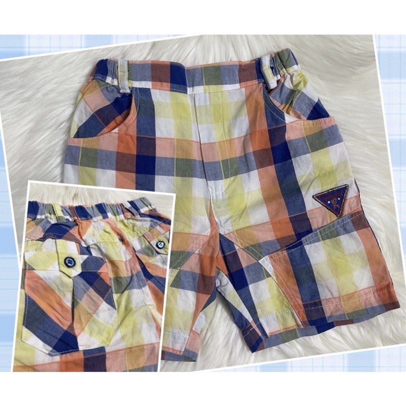 諾貝達 專櫃 台灣製 純棉 彩色 格紋 短褲 尺寸90