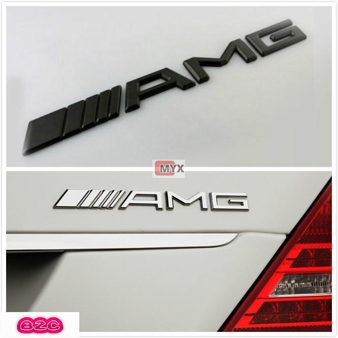 Myx車品適用於~車標貼紙 Mercedes-Benz 黑色銀色賓士AMG車貼車身尾標 車標尾貼C E S CL SL