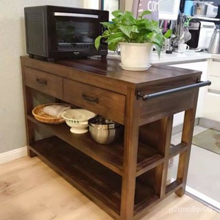 北歐美式實木大理石餐邊櫃廚房中島臺操作料理臺餐桌收納櫃備餐桌置物架 儲物架 收納架 廚房傢用 廚房置物架 廚櫃 櫃子 7