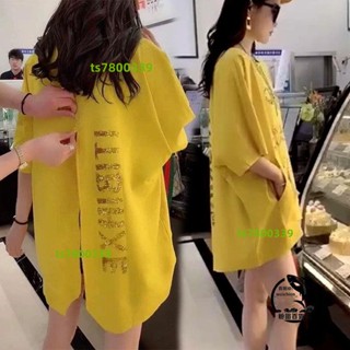 💯桃園優品⚡️爆推薦 大尺碼上衣 短袖T恤 門大尺碼後背拉鍊開叉中長短袖T恤女寬鬆韓版新夏裝潮~⚡️免運