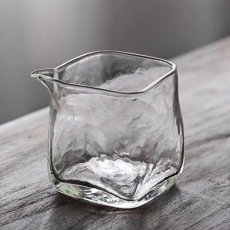 日式錘紋四方玻璃公道杯耐熱分茶器加厚高硼硅茶海家用創意茶具