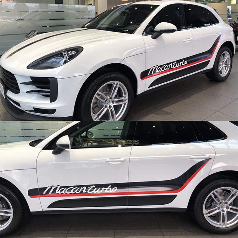 保時捷Macan 拉花 Cayenne turbo cayenne s側裙汽車貼紙拉花#PORSCHE 車貼 車身拉花