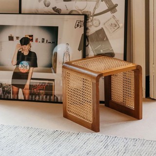 『One home』茶幾 邊桌 桌子 實木沙發邊幾藤編客廳傢用休閒陽臺移動簡約現代床頭櫃小茶幾複古