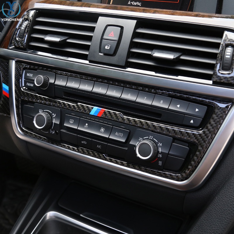 BMW 寶馬新3系gt改裝碳纖維內飾320li f30 f34中控空調面板裝飾貼