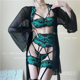 情趣衣服 性感內衣 蕾絲睡衣 睡衣 情趣內衣女極度誘惑超騷三點式性感蕾絲薄款內衣有鋼圈文胸罩套裝