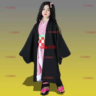 臺灣可開發票 鬼滅之刃衣服 兒童cos服 彌豆子衣服 和服 萬聖節服飾cosplay 羽織 鬼殺隊制服sale小店