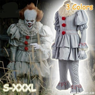 Pennywise萬聖節服裝它小丑成人萬聖節派對角色扮演服裝S-3XL（男性和女性）cos衣服 萬聖節服裝 角色扮演服