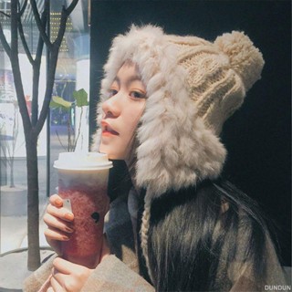 【臺灣出貨】韓版可愛網紅毛線帽女秋冬保暖帽子護耳保暖毛球兔毛帽ins針織帽 雪帽 保暖帽 帽子女 毛帽
