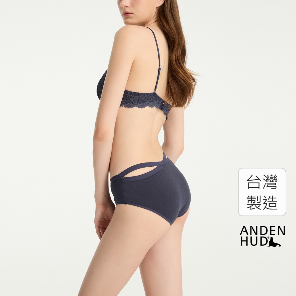 【Anden Hud】Celebration．交叉美臀中腰三角內褲(深藍紫) 純棉台灣製