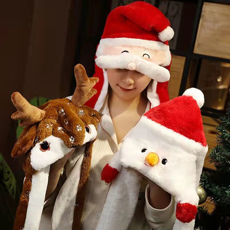 🎄耶誕節🎄聖誕帽 聖誕老人麋鹿帽子會動耳朵的頭飾 聖誕老人拍照道具聖誕節雪人帽子cos裝扮 男女朋友聖誕節交換禮物