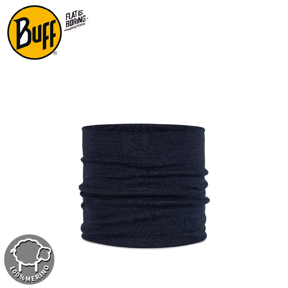 【BUFF 西班牙 耐寒素色 500gsm-美麗諾羊毛領巾《素面靛藍》】113018/圍脖/帽子/口罩/圍巾/眼罩