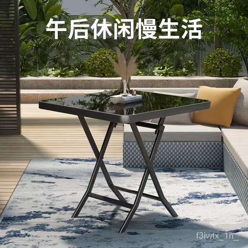 免運🤩簡約鋼化玻璃餐桌飯桌傢用小戶型可折疊桌子出租屋新款折疊免安裝