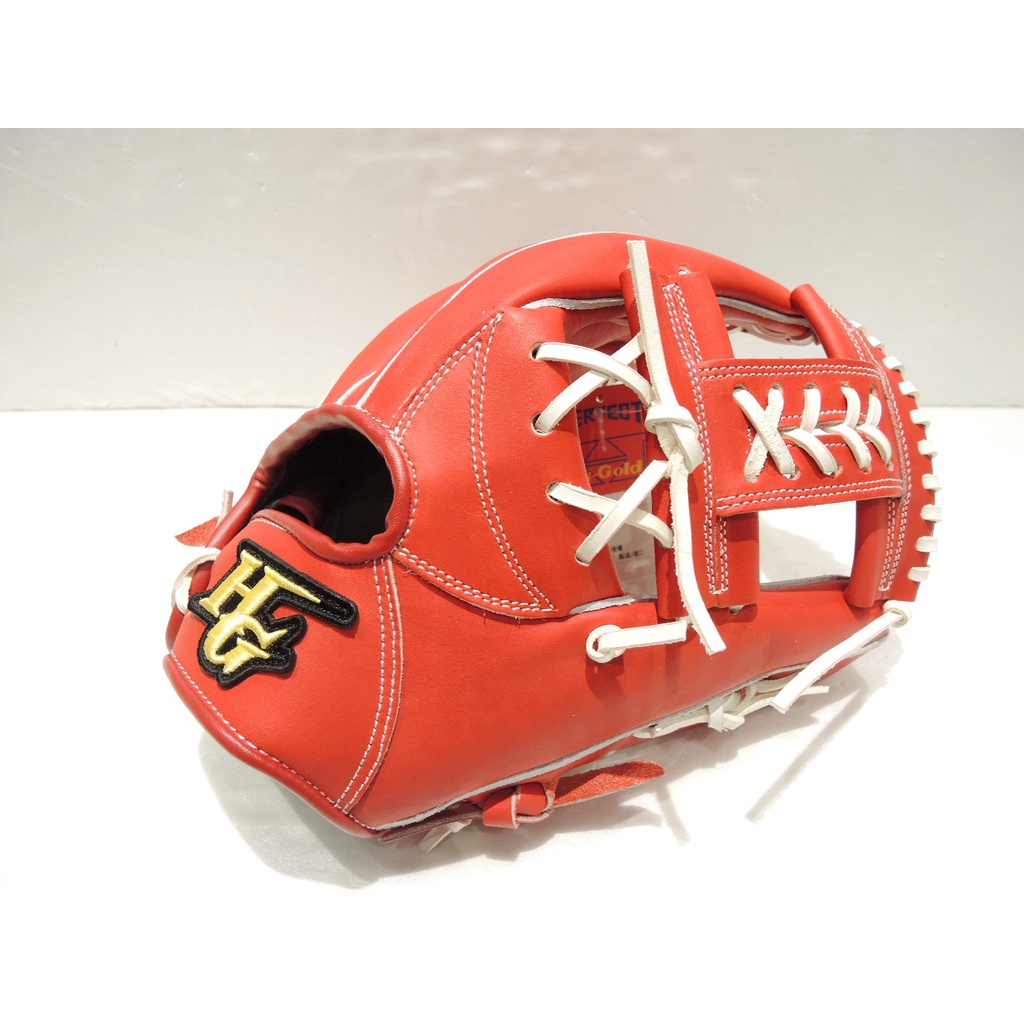 日本品牌 Hi-Gold (HG) 入門款 高級牛皮 棒壘球手套 野手手套 工字檔 紅色 附贈手套袋
